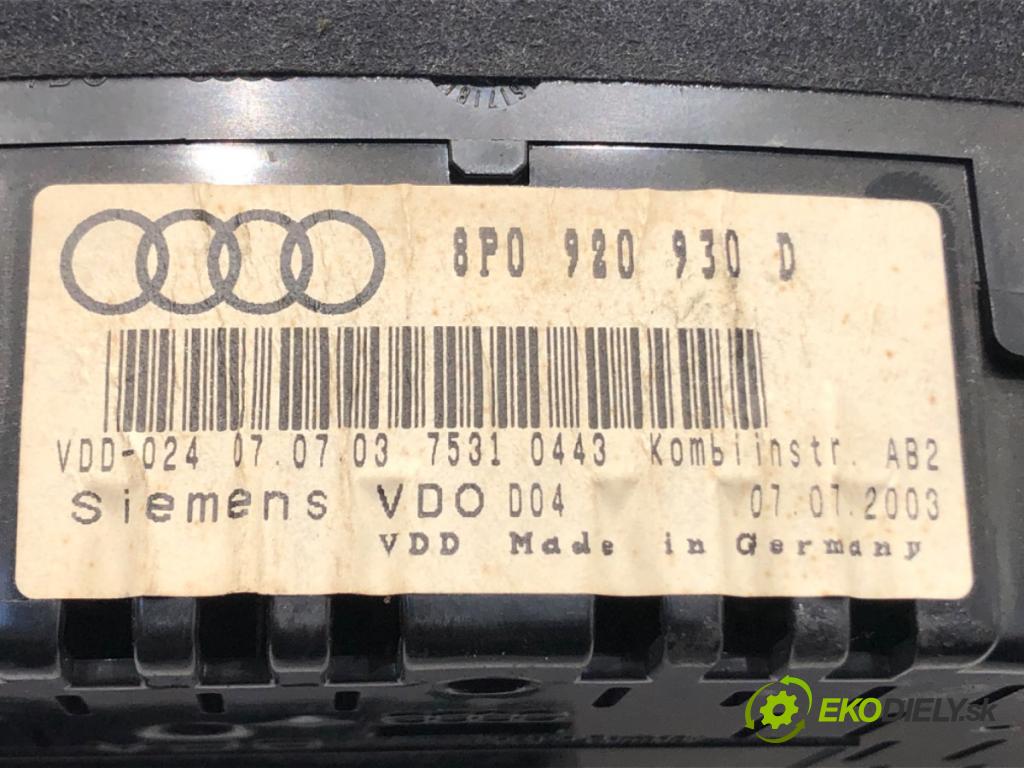AUDI A3 (8P1) 2003 - 2013    2.0 FSI 110 kW [150 KM] benzyna 2003 - 2008  Prístrojovka 8P0920930D (Prístrojové dosky, displeje)