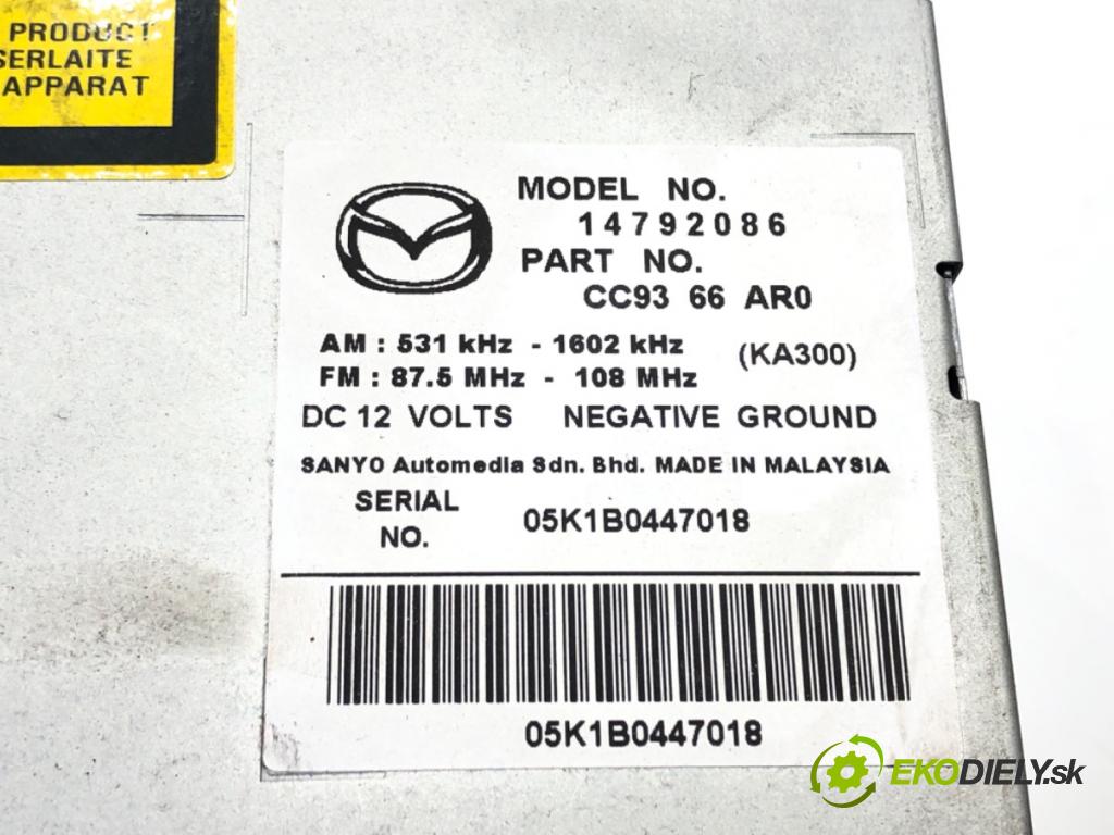 MAZDA 5 (CR19) 2005 - 2010    2.0 CD (CR19) 81 kW [110 KM] olej napędowy 2005 - 2010  RADIO CC9366AR0 (Audio zariadenia)