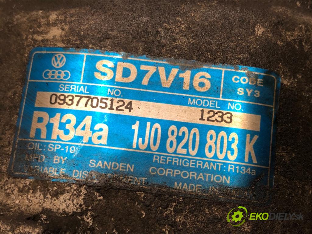 AUDI A3 (8L1) 1996 - 2006    1.9 TDI 96 kW [130 KM] olej napędowy 2000 - 2003  Kompresor klimatizácie 1J0820803K (Kompresory klimatizácie)