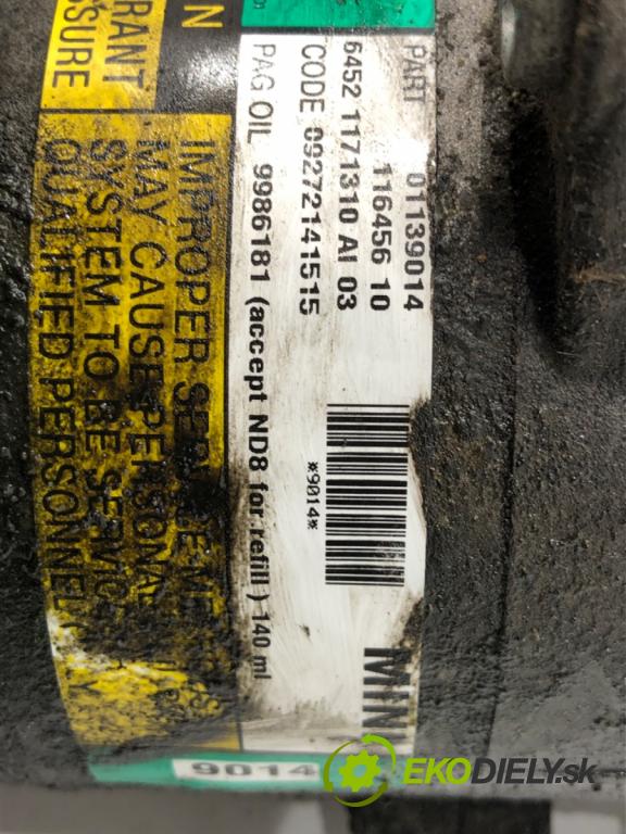 MINI MINI (R50, R53) 2001 - 2006    Cooper 85 kW [116 KM] benzyna 2001 - 2006  Kompresor klimatizácie 9986181 (Kompresory klimatizácie)