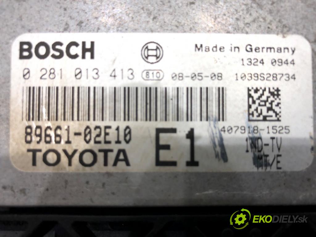 TOYOTA AURIS (_E15_) 2006 - 2012    1.4 D-4D (NDE150_) 66 kW [90 KM] olej napędowy 2007 - 2012  riadiaca jednotka Motor 89661-02E10 (Riadiace jednotky)