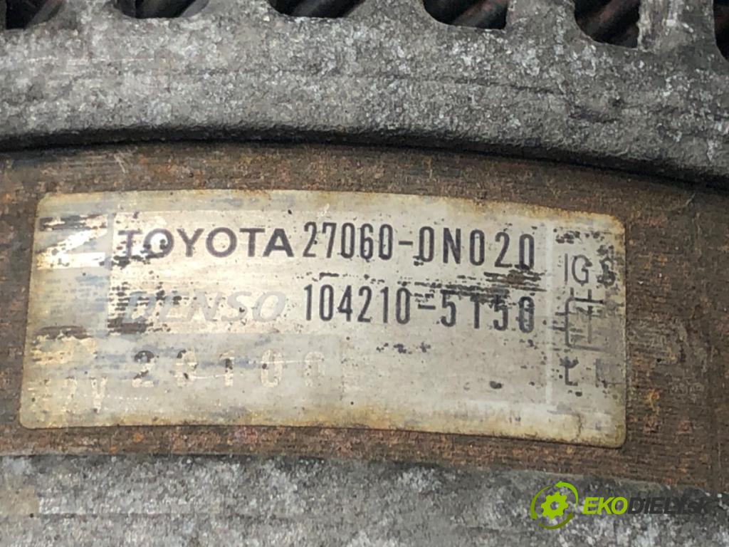 TOYOTA AURIS (_E15_) 2006 - 2012    1.4 D-4D (NDE150_) 66 kW [90 KM] olej napędowy 2007 - 2012  Alternátor 27060-0N020 (Alternátory)
