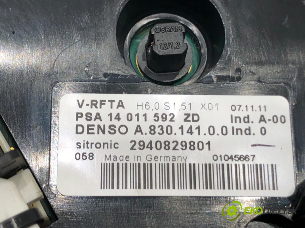 PEUGEOT 807 (EB_) 2002 - 2022    2.0 HDI 100 kW [136 KM] olej napędowy 2006 - 2022  Panel ovládania kúrenia 14011592ZD (Prepínače, spínače, tlačidlá a ovládače kúrenia)