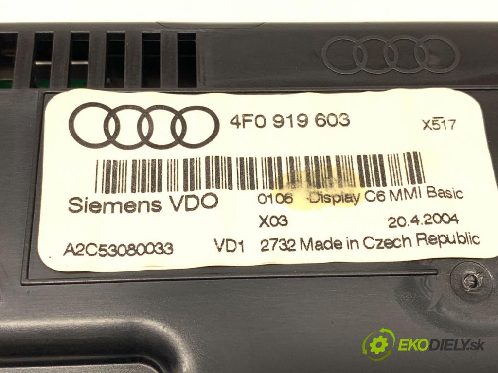 AUDI A6 C6 (4F2) 2004 - 2011    2.4 130 kW [177 KM] benzyna 2004 - 2008  Dislpej 4F0919603 (Prístrojové dosky, displeje)