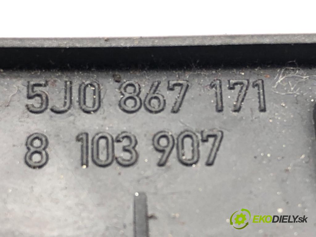 SKODA FABIA II (542) 2006 - 2014    1.2 51 kW [70 KM] benzyna 2007 - 2014  Prepínač okien 5J0867171 (Prepínače, spínače, tlačidlá a ovládače kúrenia)