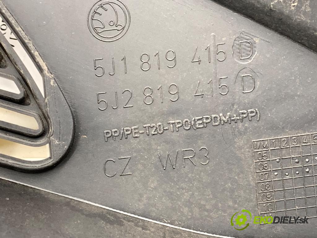 SKODA FABIA II (542) 2006 - 2014    1.2 51 kW [70 KM] benzyna 2007 - 2014  Torpédo, plast pod čelné okno 5J1819415D (Torpéda)