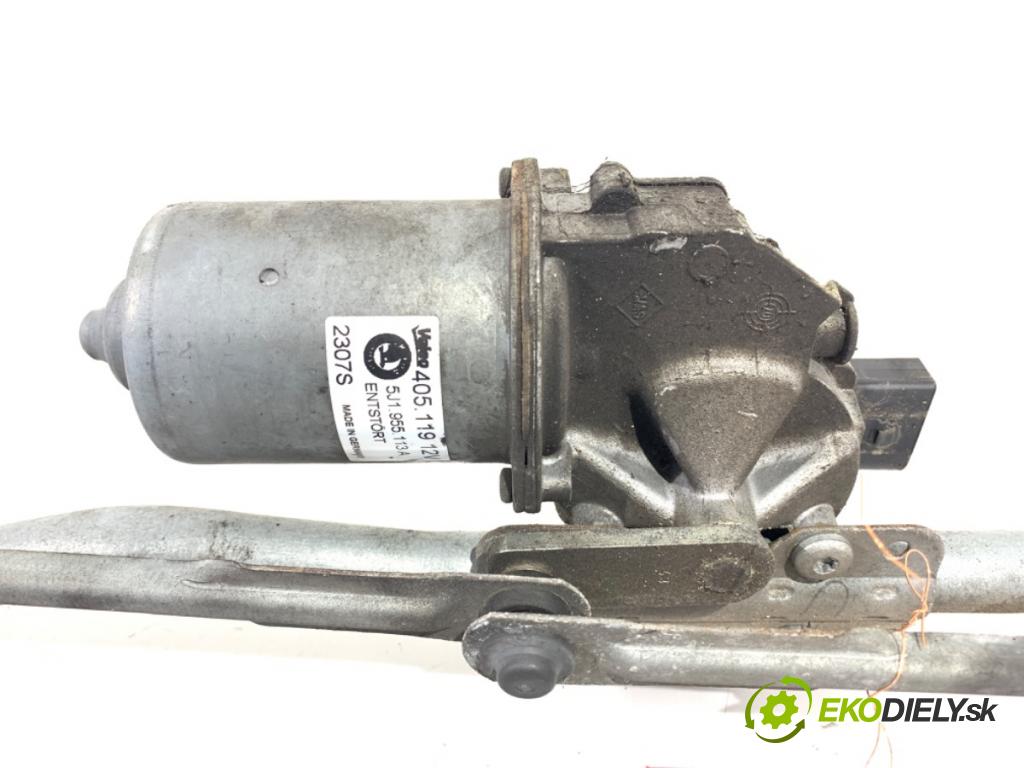 SKODA FABIA II (542) 2006 - 2014    1.2 51 kW [70 KM] benzyna 2007 - 2014  Mechanizmus stieračov predný 5J1955113A (Motorček stieračov predné)