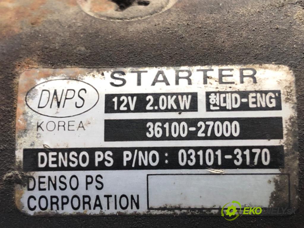 HYUNDAI SANTA FÉ I (SM) 2000 - 2006    2.0 CRDi 83 kW [113 KM] olej napędowy 2001 - 2006  Štartér 36100-27000 (Štartéry)