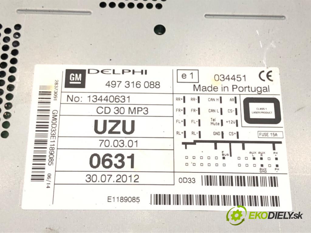 OPEL CORSA D (S07) 2006 - 2014    1.3 CDTI (L08, L68) 70 kW [95 KM] olej napędowy 2009 - 2014  RADIO 497316088 (Audio zariadenia)
