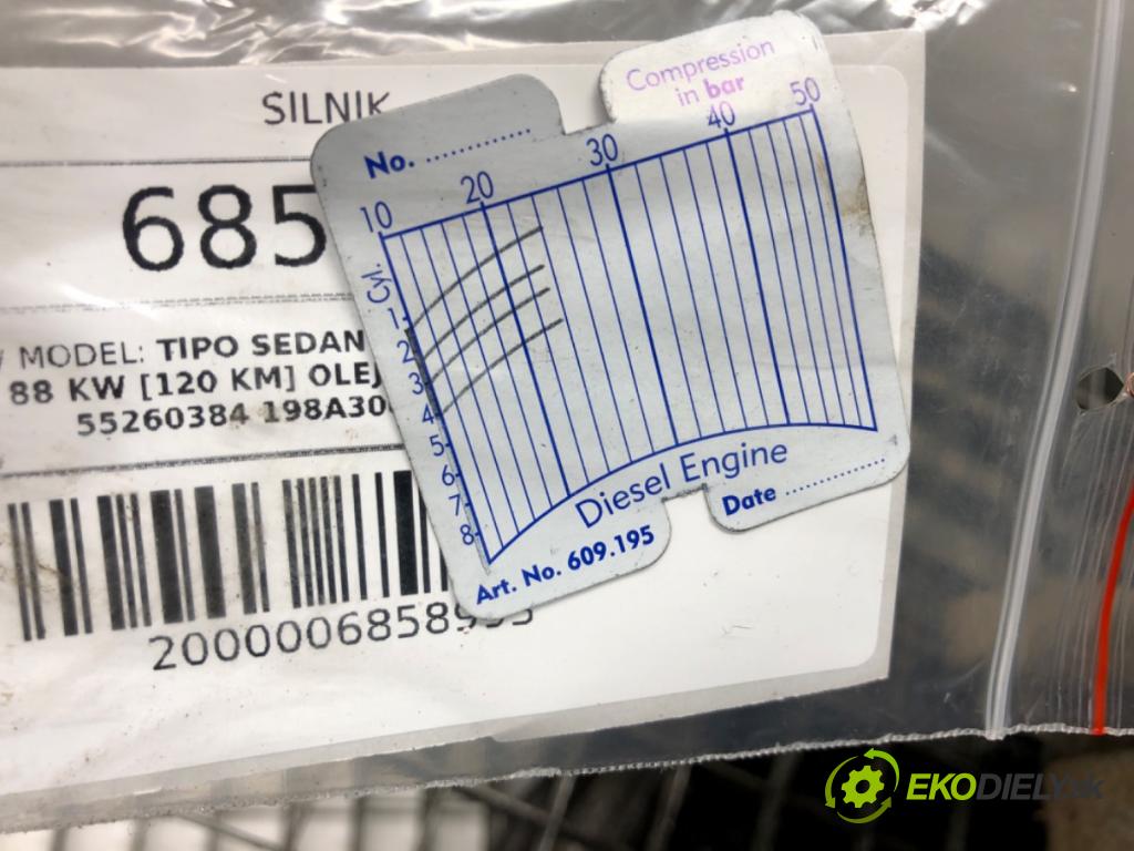 FIAT TIPO sedan (356_) 2015 - 2022    1.6 D (356SXG1B) 88 kW [120 KM] olej napędowy 2015 - 2022  motor 55260384 198A3000 (Motory (kompletní))