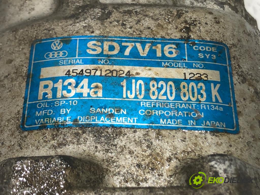 SEAT TOLEDO II (1M2) 1998 - 2006    1.9 TDI 66 kW [90 KM] olej napędowy 1999 - 2004  Kompresor klimatizácie 1J0820803K (Kompresory klimatizácie)