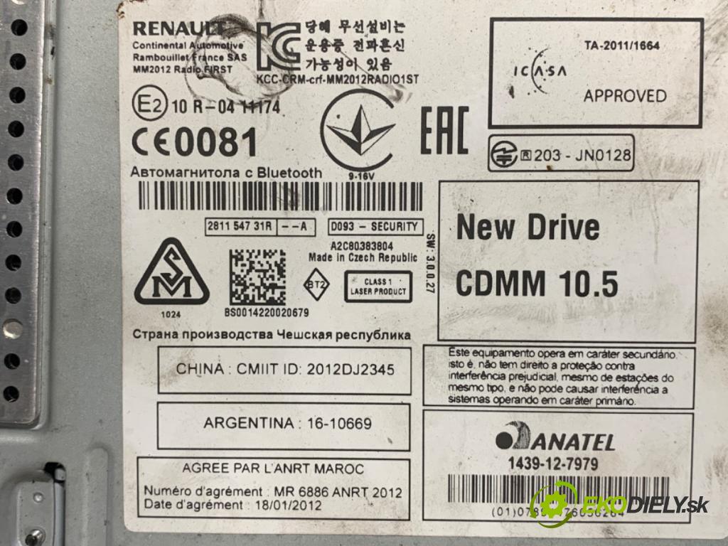 OPEL MOVANO B Autobus (X62) 2010 - 2022    2.3 CDTI FWD (JV) 92 kW [125 KM] olej napędowy 2010 - 2022  RADIO 281154731R (Audio zariadenie)