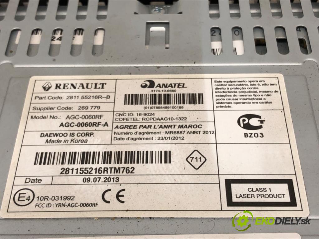 DACIA DOKKER nadwozie wielkoprzestrzenne (MPV) (KE_) 2012 - 2022    1.5 dCi / Blue dCi 75 (KEAJ, KEAH, KEJW) 55 kW [75 KM] olej napędowy 2012 - 2022  RADIO 281155216R (Audio zariadenia)