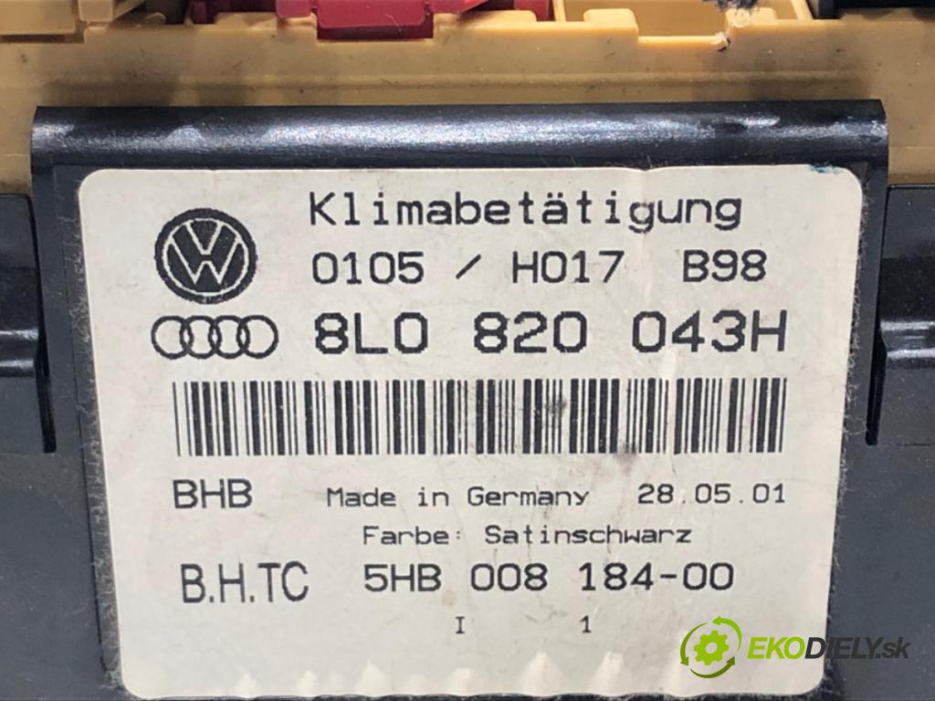 AUDI A3 (8L1) 1996 - 2006    1.6 75 kW [102 KM] benzyna 2000 - 2003  Panel ovládania kúrenia 8L0820043H (Prepínače, spínače, tlačidlá a ovládače kúrenia)