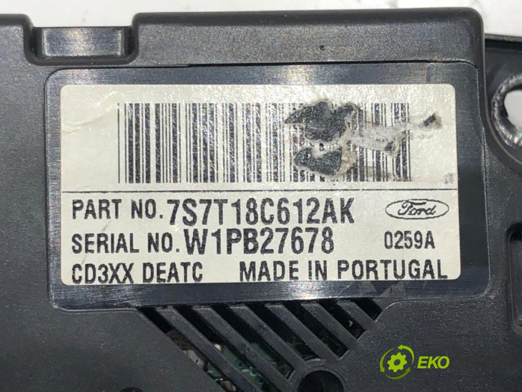 FORD S-MAX (WA6) 2006 - 2014    2.5 ST 162 kW [220 KM] benzyna 2006 - 2014  Panel ovládania kúrenia 7S7T18C612AK (Prepínač/spínač/tlačidlo a ovládač kúrenia)