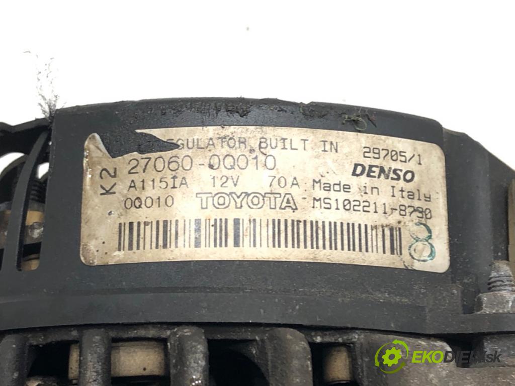 TOYOTA AYGO (_B1_) 2005 - 2014    1.0 (KGB10_) 50 kW [68 KM] benzyna 2005 - 2014  Alternátor 27060-0Q010 (Alternátory)