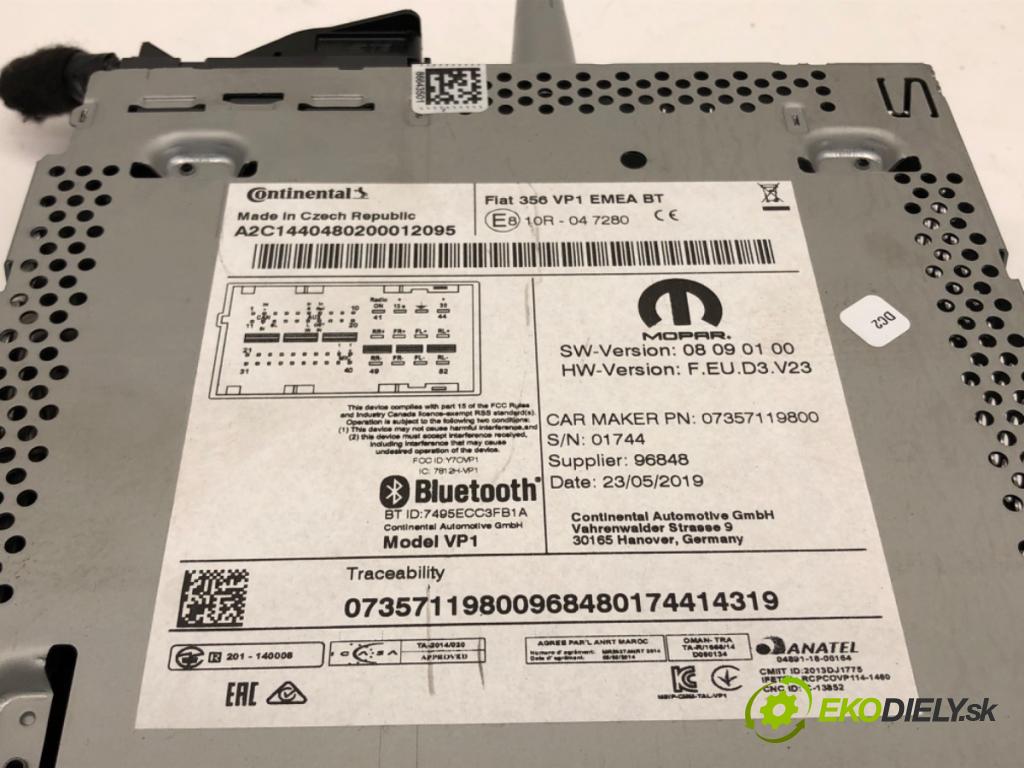 FIAT TIPO liftback (356_) 2016 - 2022    1.4 (356HXA1B) 70 kW [95 KM] benzyna 2016 - 2022  RADIO 07357119800 (Audio zariadenia)