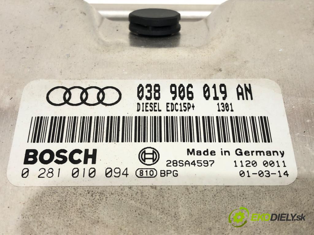 AUDI A4 B5 Avant (8D5) 1994 - 2002    1.9 TDI 85 kW [115 KM] olej napędowy 2000 - 2001  riadiaca jednotka Motor 038906019AN (Riadiaca jednotka)