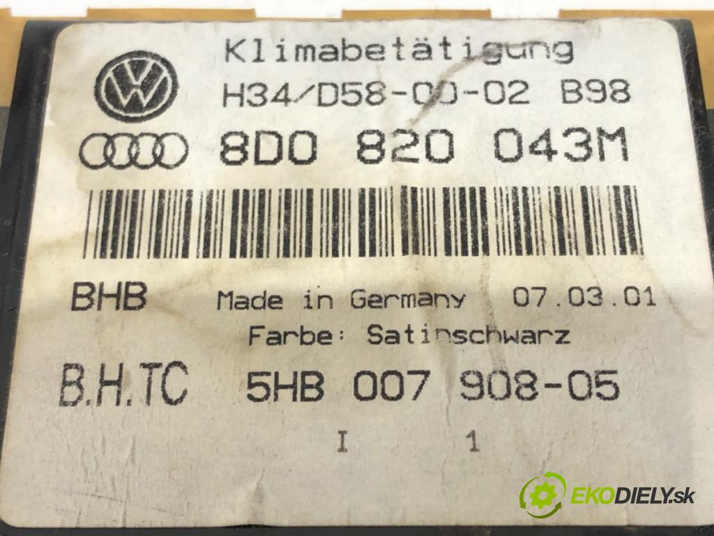AUDI A4 B5 Avant (8D5) 1994 - 2002    1.9 TDI 85 kW [115 KM] olej napędowy 2000 - 2001  Panel ovládania kúrenia 8D0820043M (Prepínače, spínače, tlačidlá a ovládače kúrenia)