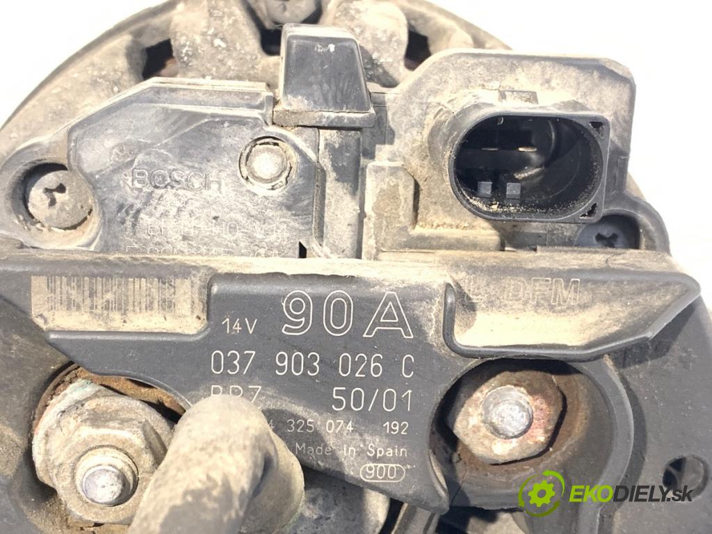 AUDI A2 (8Z0) 2000 - 2005    1.4 55 kW [75 KM] benzyna 2000 - 2005  Alternátor 037903026C (Alternátor)