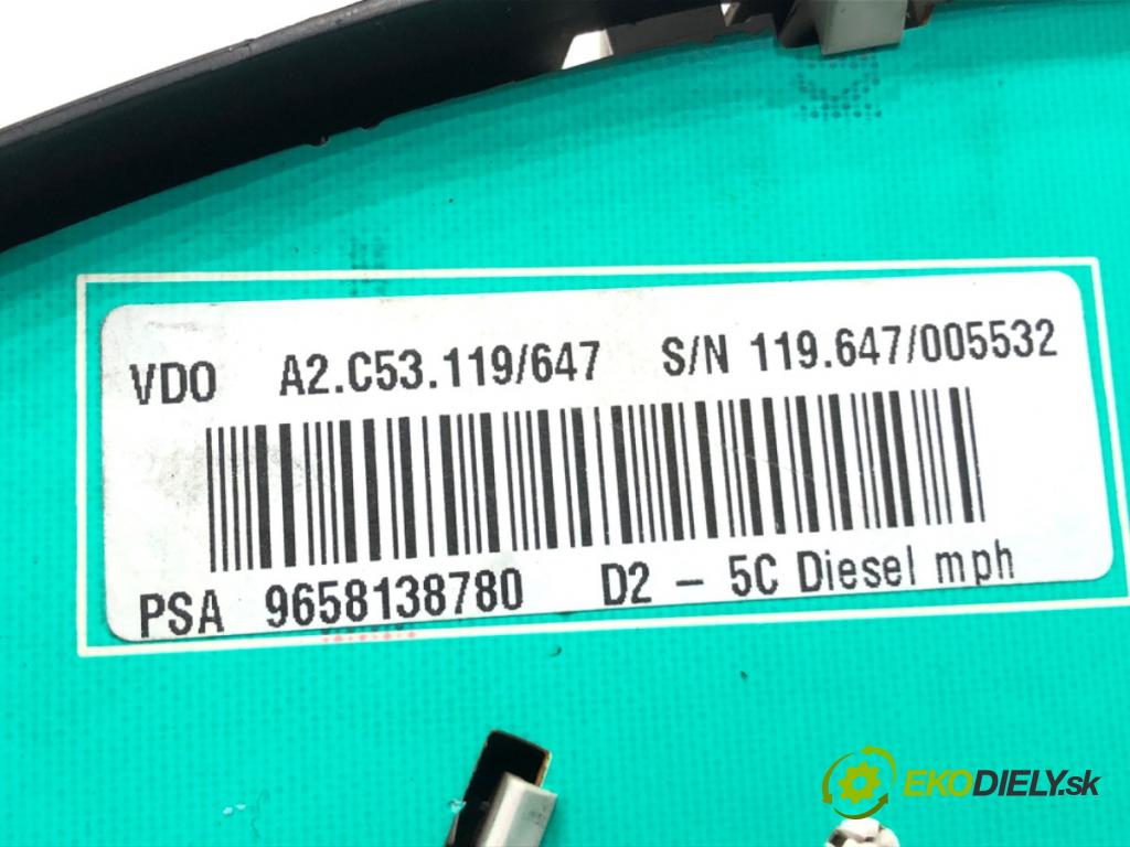 PEUGEOT 407 SW (6E_) 2004 - 2011    2.0 HDi 135 100 kW [136 KM] olej napędowy 2004 - 2010  Prístrojovka 9658138780 (Prístrojové dosky, displeje)