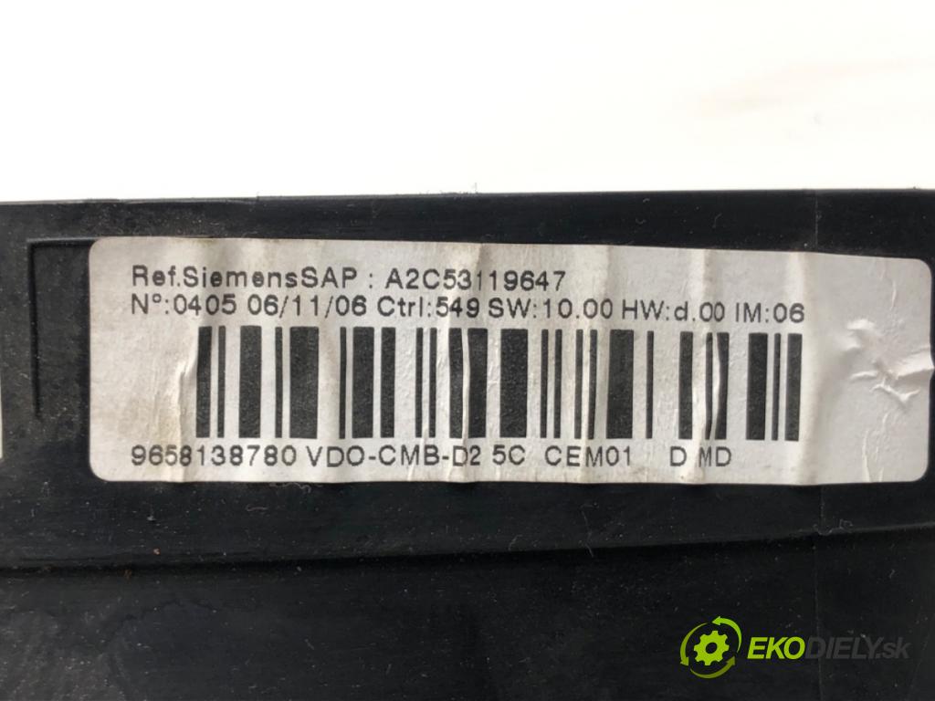 PEUGEOT 407 SW (6E_) 2004 - 2011    2.0 HDi 135 100 kW [136 KM] olej napędowy 2004 - 2010  Prístrojovka 9658138780 (Prístrojové dosky, displeje)