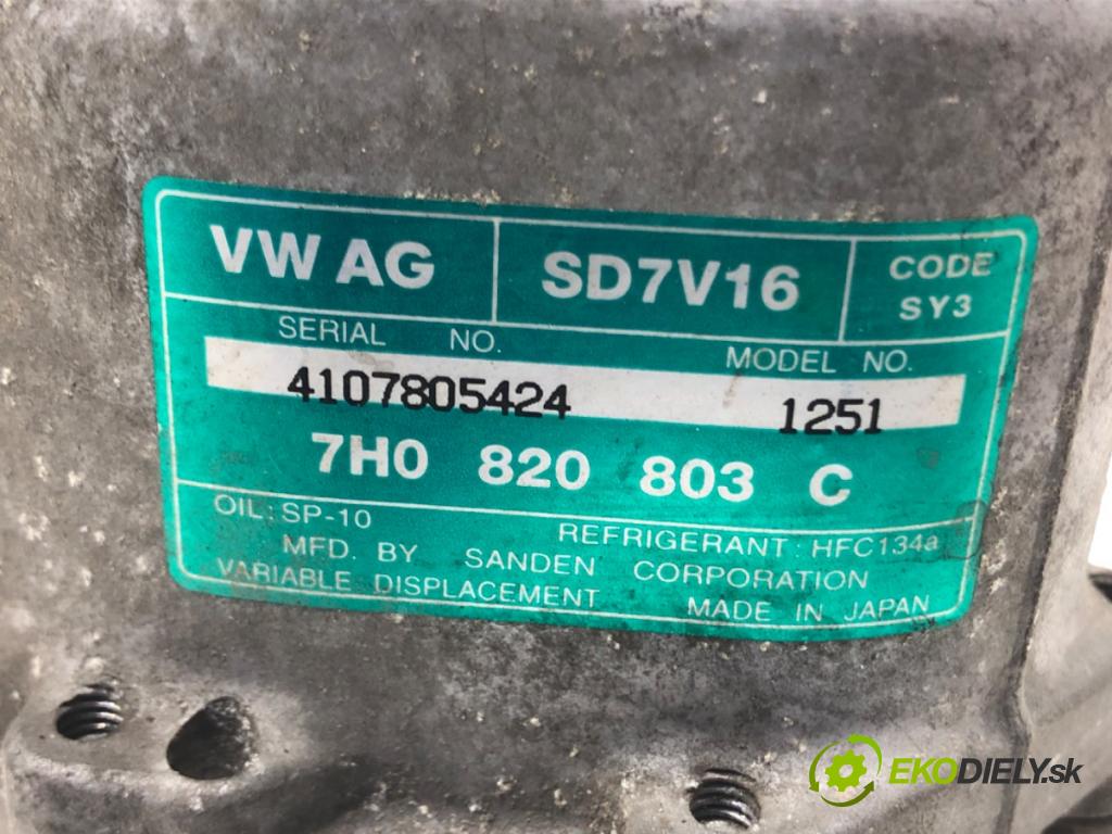 VW TRANSPORTER V Autobus (7HB, 7HJ, 7EB, 7EJ) 2003 - 2015    1.9 TDI 77 kW [105 KM] olej napędowy 2003 - 2009  Kompresor klimatizácie 7H0820803C (Kompresory klimatizácie)