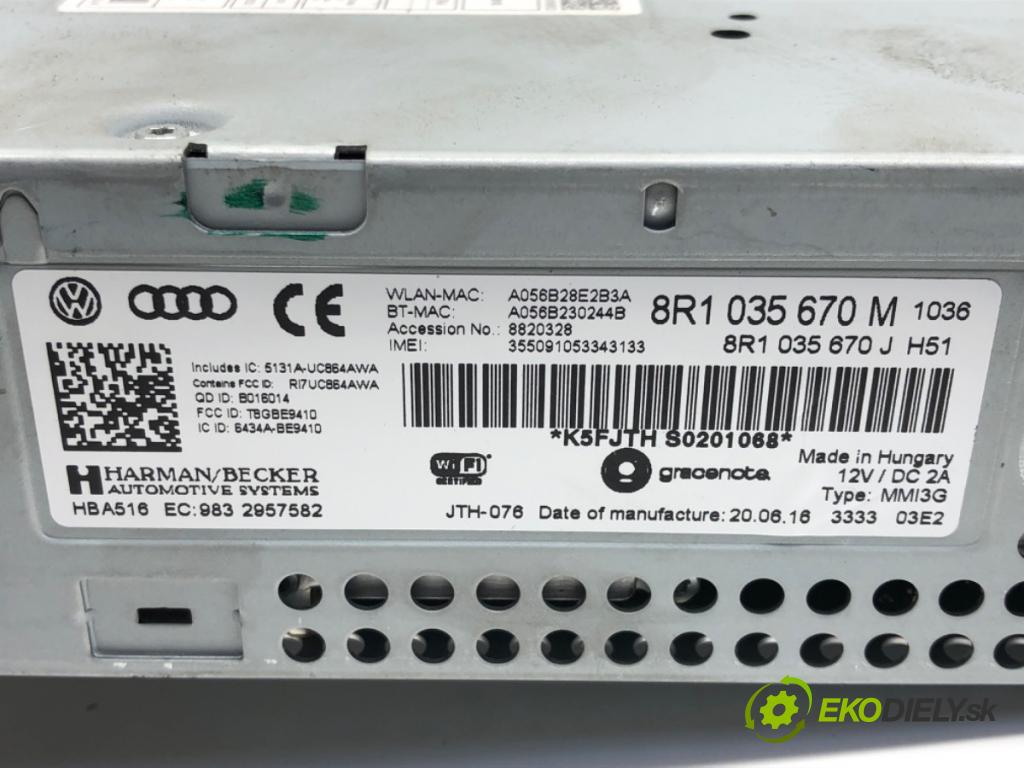 AUDI Q5 (8RB) 2008 - 2017    SQ5 TDI quattro 240 kW [326 KM] olej napędowy 2015 - 2017  čítač navigácie 8R1035670M (Ostatné)