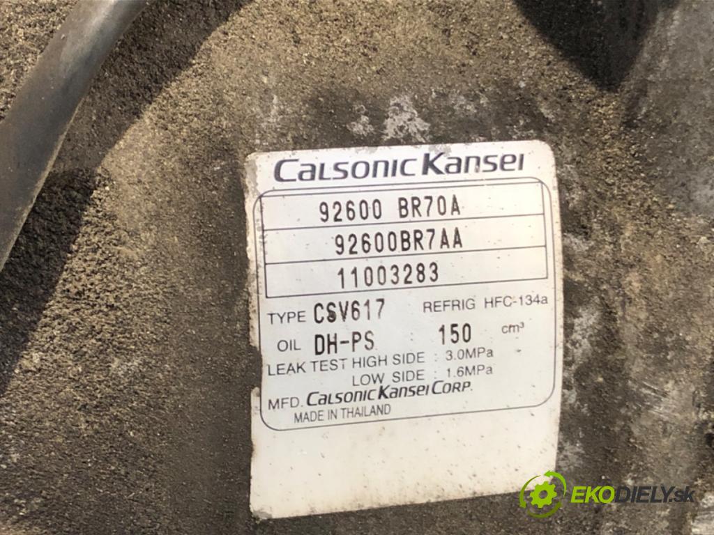 NISSAN QASHQAI / QASHQAI +2 I (J10, NJ10, JJ10E) 2006 - 2014    2.0 dCi 110 kW [150 KM] olej napędowy 2007 - 2013  Kompresor klimatizácie 92600BR70A (Kompresor klimatizácie)