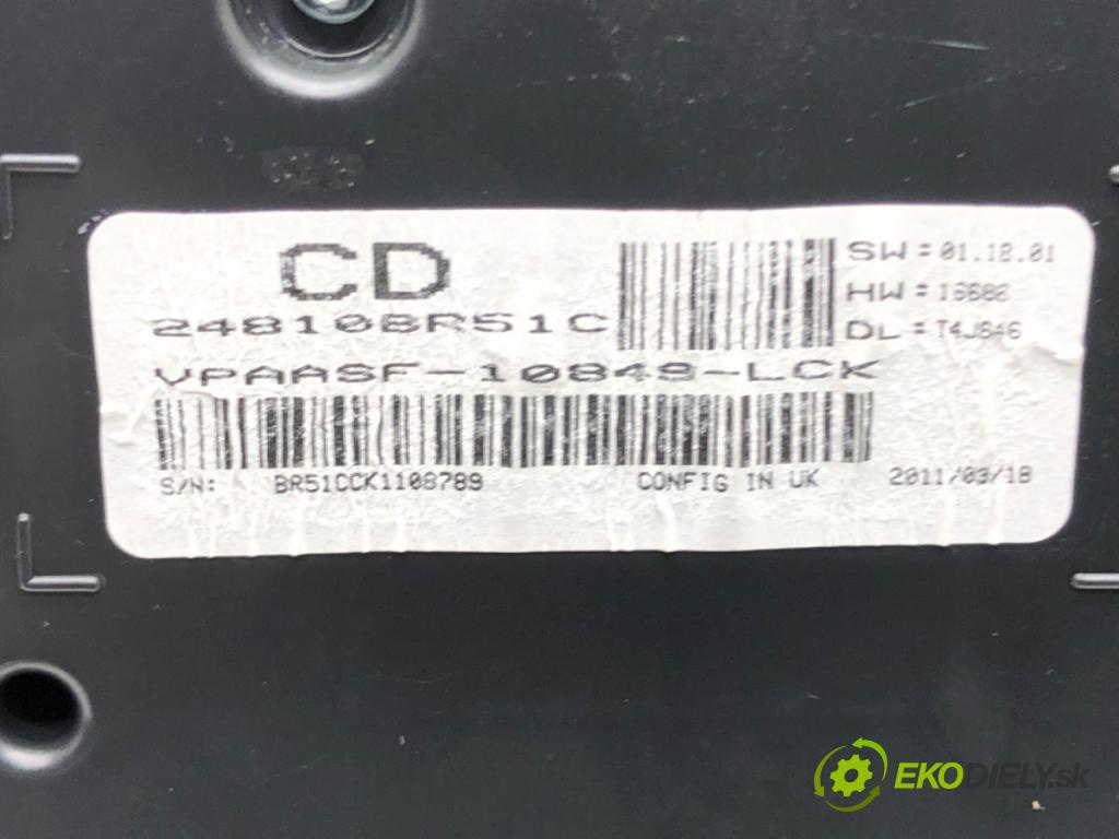 NISSAN QASHQAI / QASHQAI +2 I (J10, NJ10, JJ10E) 2006 - 2014    2.0 dCi 110 kW [150 KM] olej napędowy 2007 - 2013  Prístrojovka 24810BR51C (Prístrojová doska, displej)