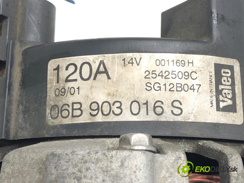 AUDI A4 B6 (8E2) 2000 - 2005    2.0 96 kW [130 KM] benzyna 2000 - 2004  Alternátor 06B903016S (Alternátory)