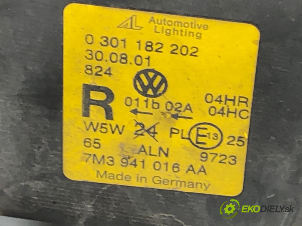 VW SHARAN (7M8, 7M9, 7M6) 1995 - 2010    1.9 TDI 85 kW [115 KM] olej napędowy 2000 - 2010  světlomet pravý přední část 7M3941016AA