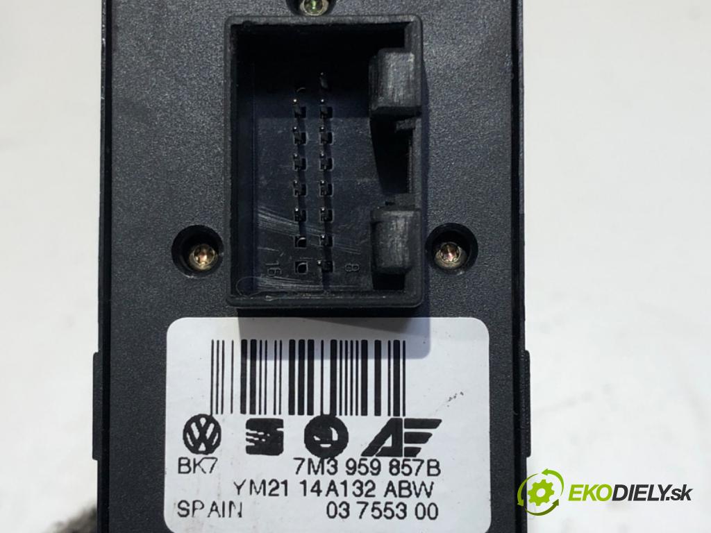 VW SHARAN (7M8, 7M9, 7M6) 1995 - 2010    1.9 TDI 85 kW [115 KM] olej napędowy 2000 - 2010  Prepínač okien 7M3959857B (Prepínač/spínač/tlačidlo a ovládač kúrenia)