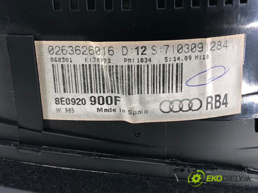 AUDI A4 B6 (8E2) 2000 - 2005    2.0 96 kW [130 KM] benzyna 2000 - 2004  Prístrojovka 8E0920900F (Prístrojové dosky, displeje)