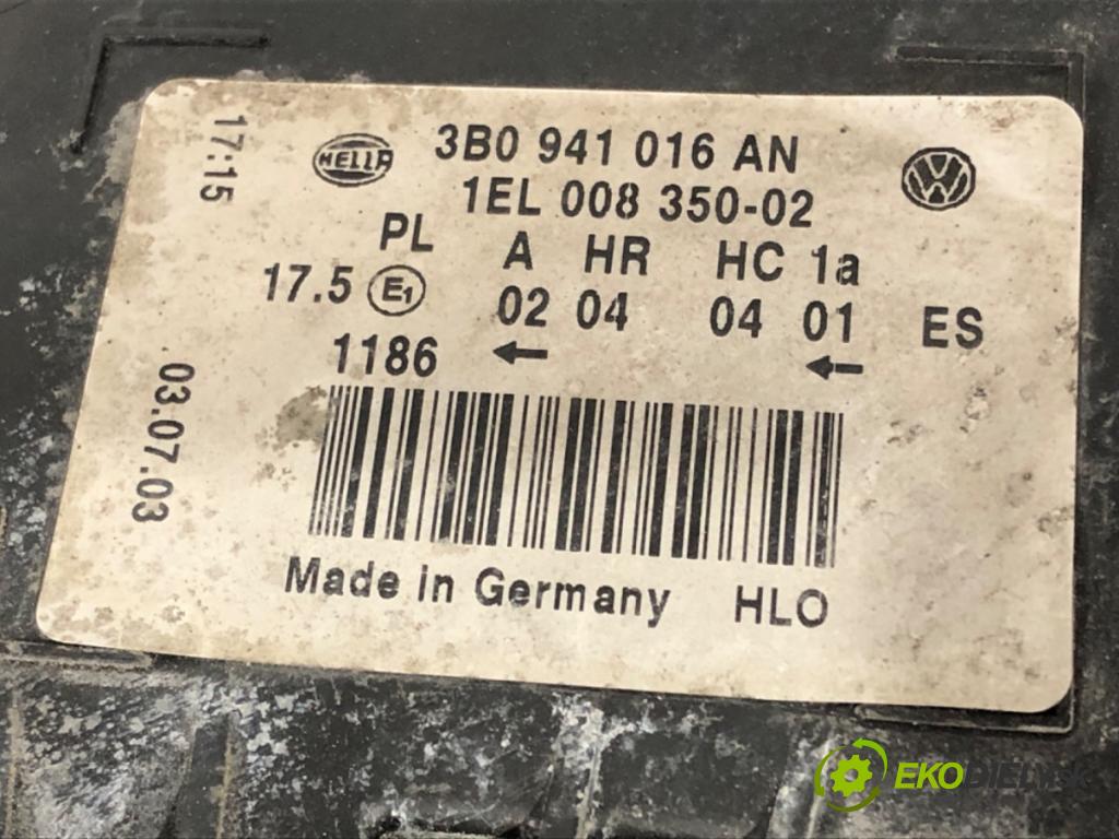 VW PASSAT B5.5 (3B3) 2000 - 2005    1.9 TDI 74 kW [101 KM] olej napędowy 2000 - 2005  světlomet pravý přední část 3B0941016AN
