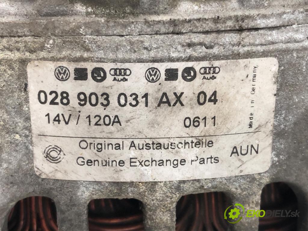 VW PASSAT B5.5 (3B3) 2000 - 2005    1.9 TDI 74 kW [101 KM] olej napędowy 2000 - 2005  Alternátor 028903031AX (Alternátory)