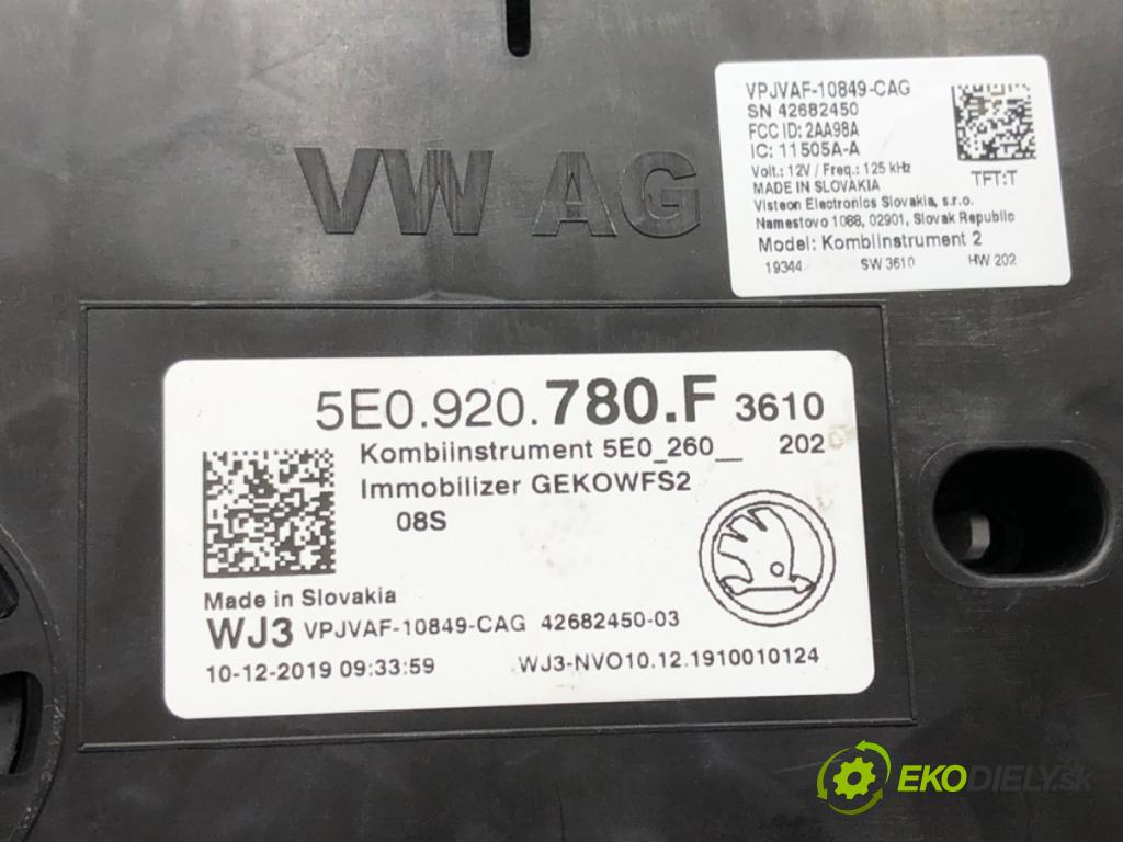 SKODA OCTAVIA III Combi (5E5, 5E6) 2012 - 2022    1.5 TSI 110 kW [150 KM] benzyna 2017 - 2022  Prístrojovka 5E0920780F (Prístrojová doska, displej)