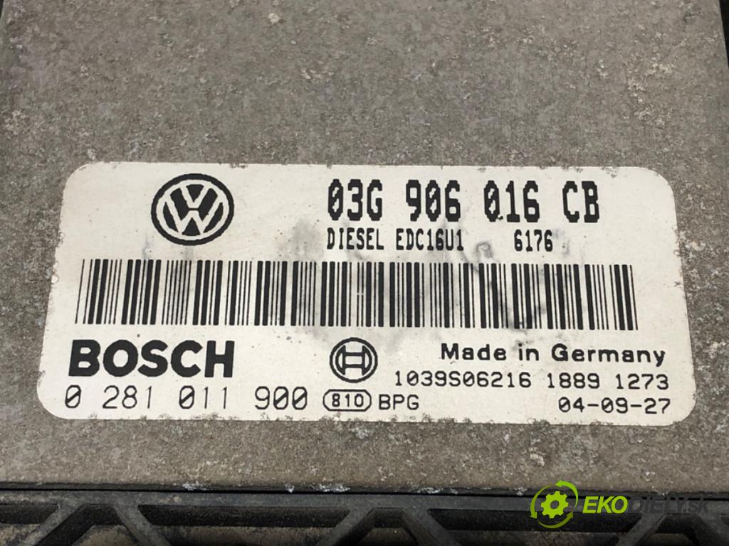 VW GOLF V (1K1) 2003 - 2010    1.9 TDI 77 kW [105 KM] olej napędowy 2003 - 2008  riadiaca jednotka Motor 03G906016CB 0281011900 (Riadiace jednotky)