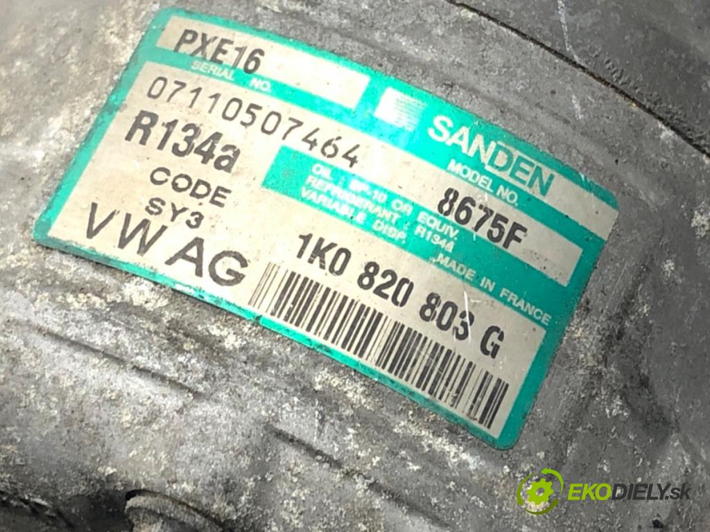 VW GOLF V (1K1) 2003 - 2010    1.9 TDI 77 kW [105 KM] olej napędowy 2003 - 2008  Kompresor klimatizácie 1K0820803G (Kompresory klimatizácie)