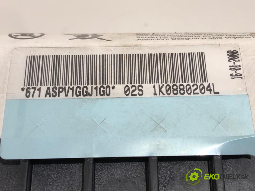 VW GOLF V (1K1) 2003 - 2010    1.9 TDI 77 kW [105 KM] olej napędowy 2003 - 2008  AirBag spolujazdca 1K0880204L (Airbagy)