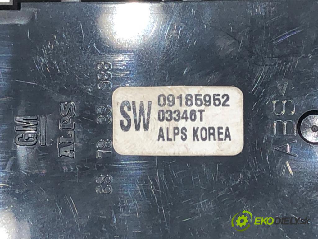 OPEL VECTRA C (Z02) 2002 - 2009    1.8 16V 90 kW [122 KM] benzyna 2002 - 2008  Prepínač okien 09185952 (Prepínač/spínač/tlačidlo a ovládač kúrenia)