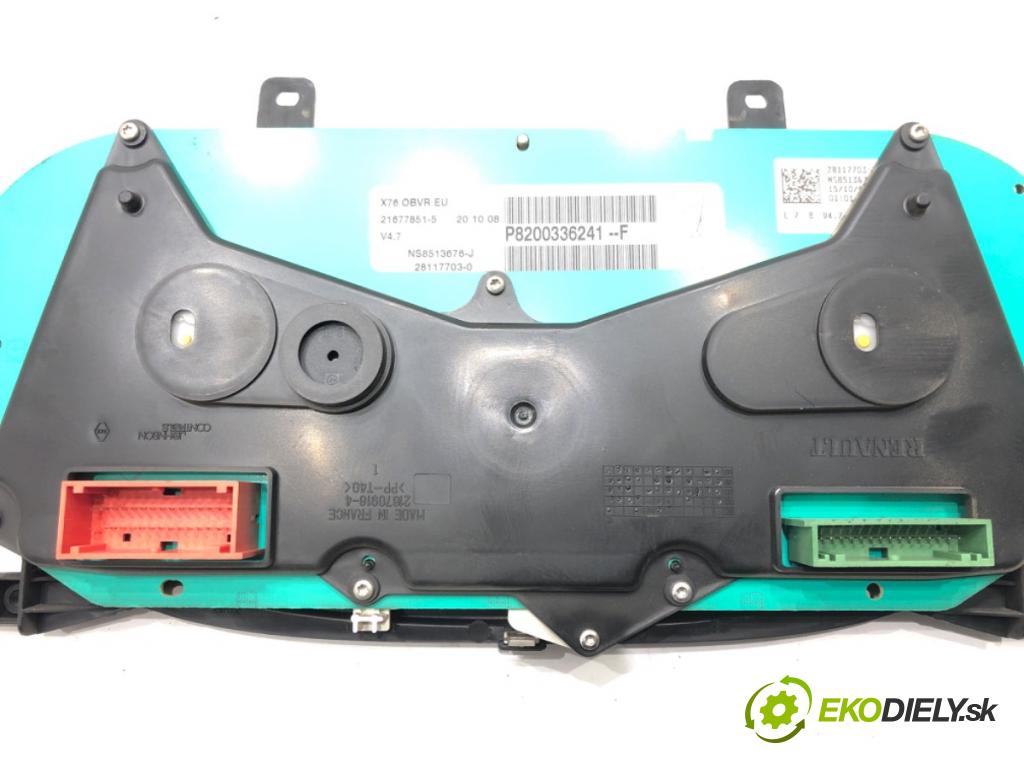 RENAULT KANGOO (KC0/1_) 1997 - 2022    1.5 dCi 50 kW [68 KM] olej napędowy 2005 - 2022  Prístrojovka P8200336241F (Prístrojová doska, displej)