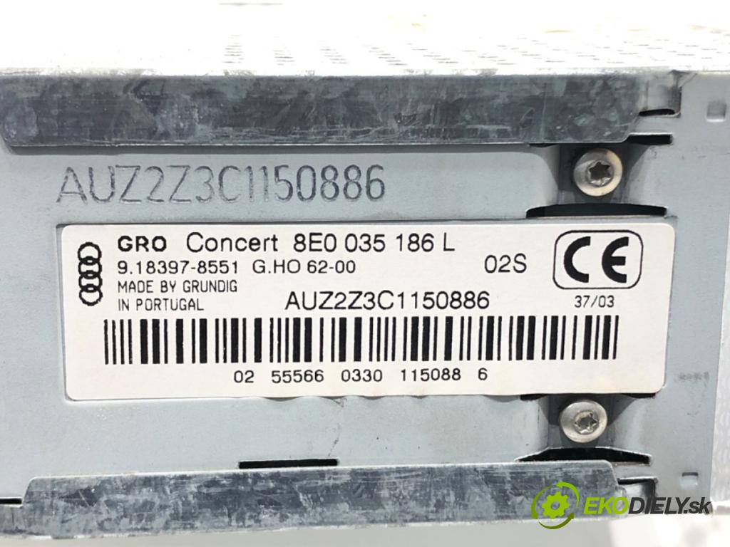 AUDI A4 B6 Avant (8E5) 2000 - 2005    2.0 FSI 110 kW [150 KM] benzyna 2002 - 2004  RADIO 8E0035186L (Audio zariadenie)