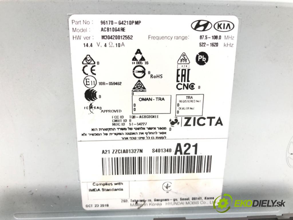 HYUNDAI i30 (PDE, PD, PDEN) 2016 - 2022    1.4 MPI 74 kW [100 KM] benzyna 2016 - 2022  RADIO Dislpej 96170-64210PMP