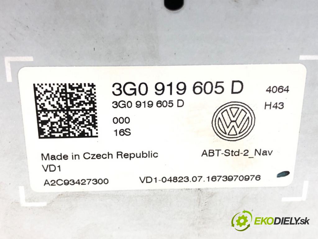 VW PASSAT B8 (3G2, CB2) 2014 - 2022    1.8 TSI 132 kW [180 KM] benzyna 2015 - 2022  RADIO 3G0919605D (Audio zariadenie)