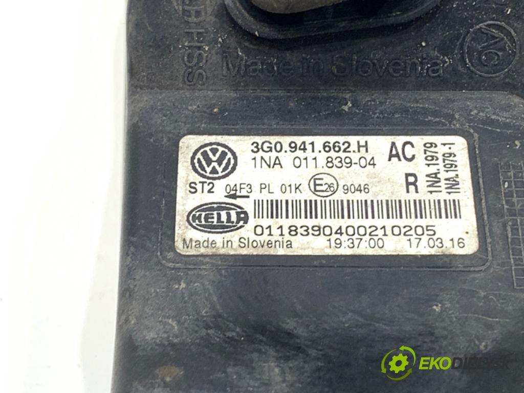 VW PASSAT B8 (3G2, CB2) 2014 - 2022    1.8 TSI 132 kW [180 KM] benzyna 2015 - 2022  hmlové svetlo, hmlovka pravý přední část 3G0941662H