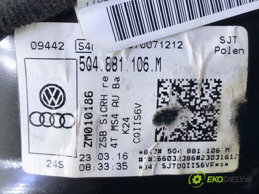 VW PASSAT B8 (3G2, CB2) 2014 - 2022    1.8 TSI 132 kW [180 KM] benzyna 2015 - 2022  Sedadlo pravy predný