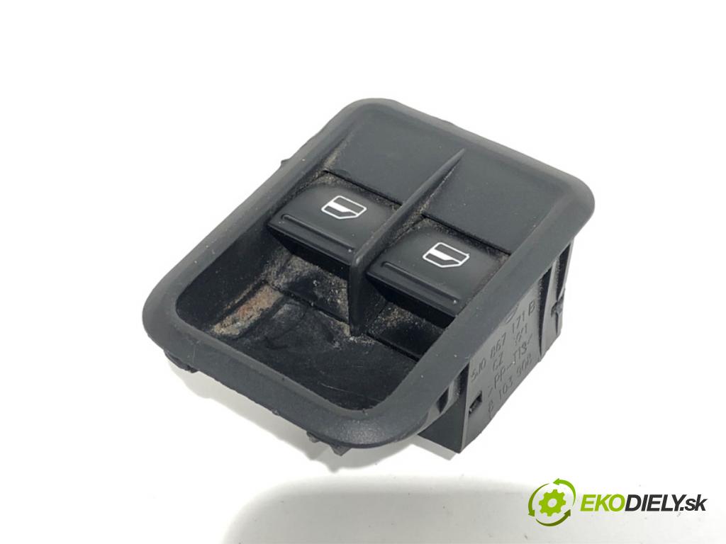 SKODA ROOMSTER (5J7) 2006 - 2015    1.6 TDI 77 kW [105 KM] olej napędowy 2010 - 2015  Prepínač okien 5J0867171B (Prepínače, spínače, tlačidlá a ovládače kúrenia)