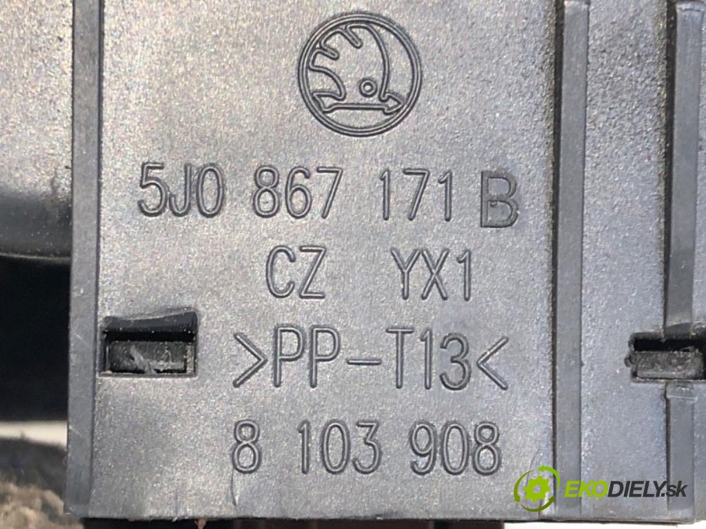 SKODA ROOMSTER (5J7) 2006 - 2015    1.6 TDI 77 kW [105 KM] olej napędowy 2010 - 2015  Prepínač okien 5J0867171B (Prepínače, spínače, tlačidlá a ovládače kúrenia)