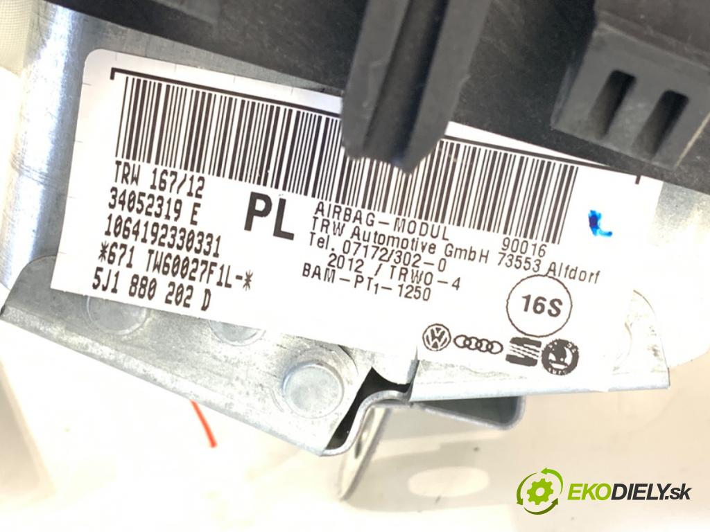 SKODA ROOMSTER (5J7) 2006 - 2015    1.6 TDI 77 kW [105 KM] olej napędowy 2010 - 2015  AirBag spolujazdca 5J1880282D (Airbagy)